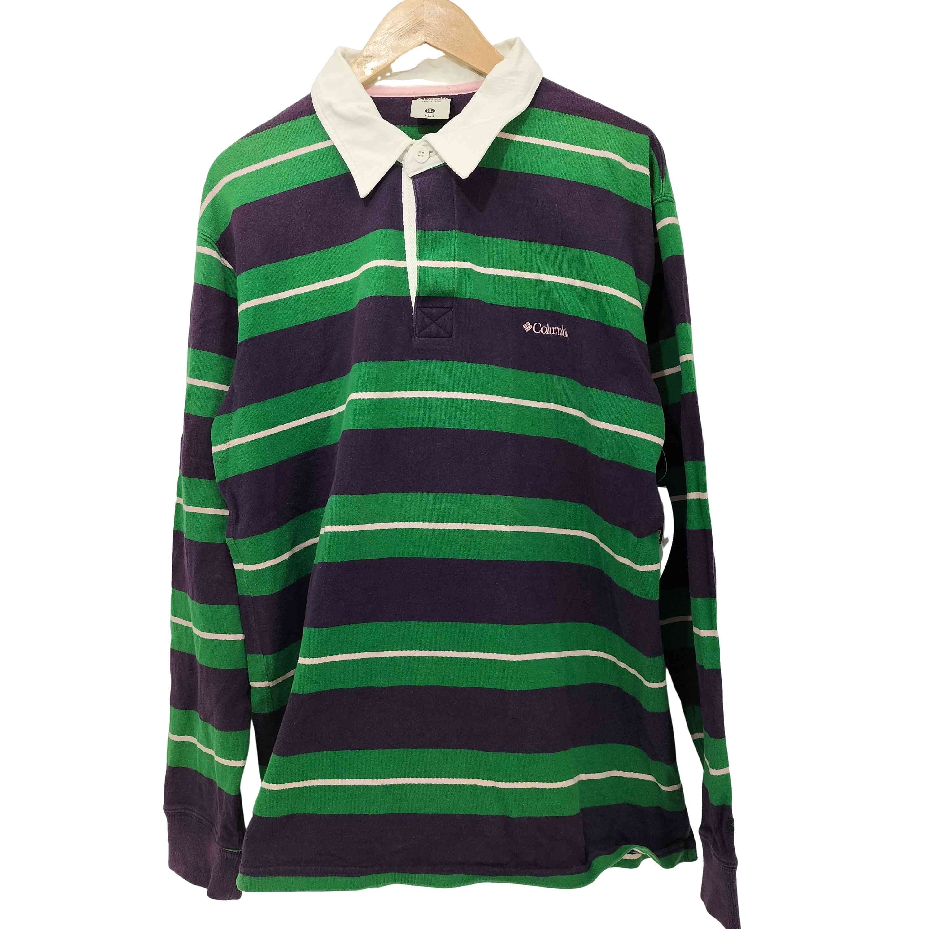 00s Y2K ロゴ刺繍 ボーダー ラガーシャツ【1142526425857】