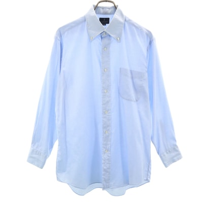 LANVIN LA COLLECTION ランバンコレクション 日本製 チェック柄 長袖 ボタンダウンシャツ 41-82 ブルー系