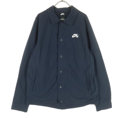 美品 NIKE SB ナイキエスビー スウッシュ 長袖 ナイロン コーチジャケット L ネイビー系