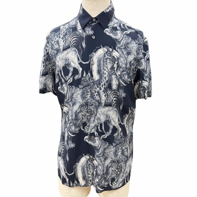 美品 ルイヴィトン チャップマンブラザーズ 半袖シャツ ネイビー メンズ S