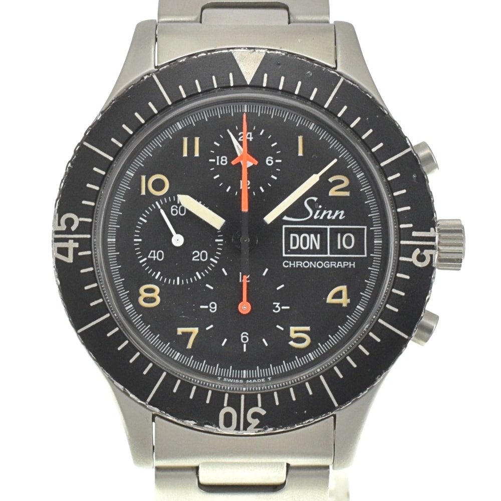 値下 ジン Sinn 156.B ミリタリー クロノグラフ デイデイト 自動巻き メンズ 良品 E#142107