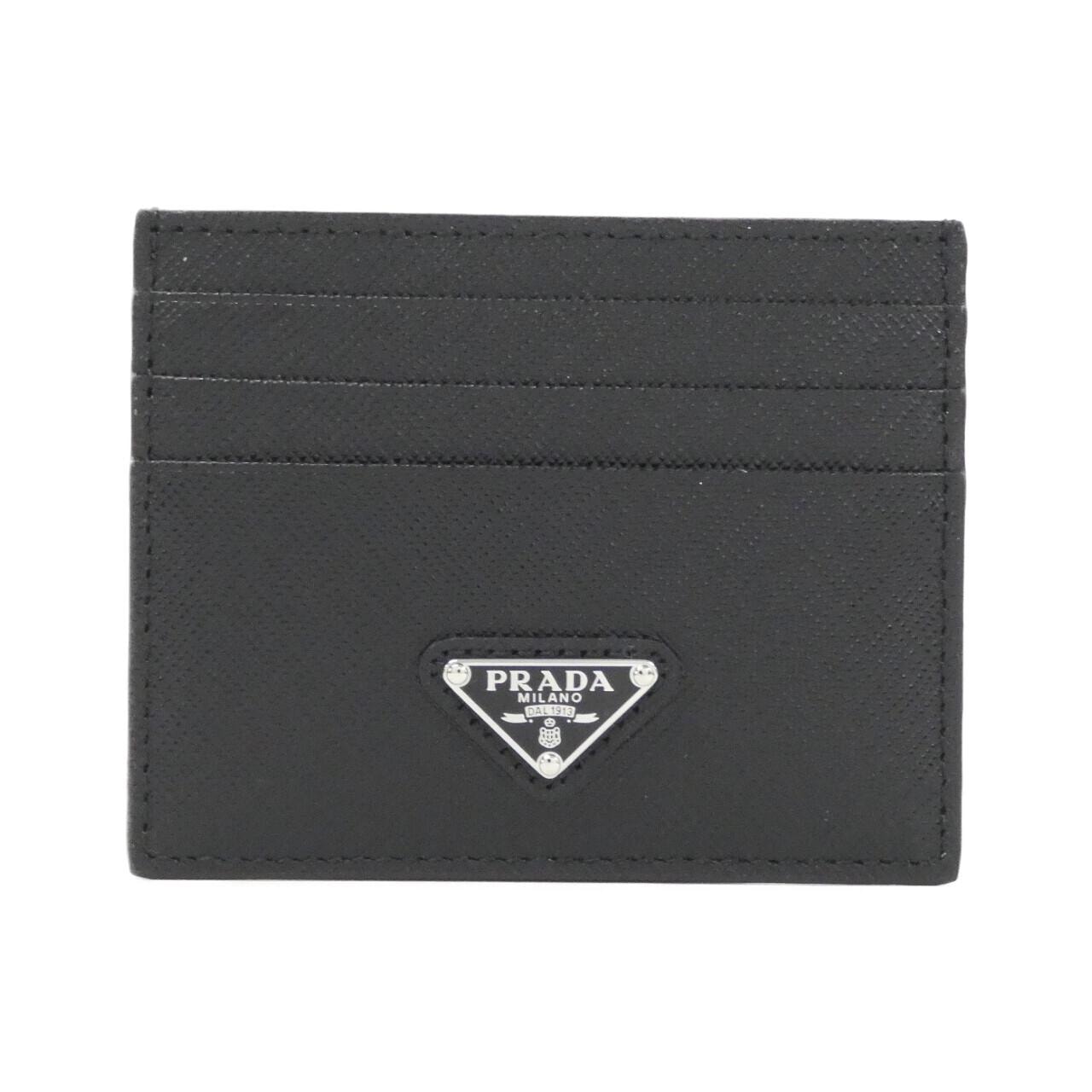 PRADA Saffiano Leather Triangle Logo Card Holder "Black"