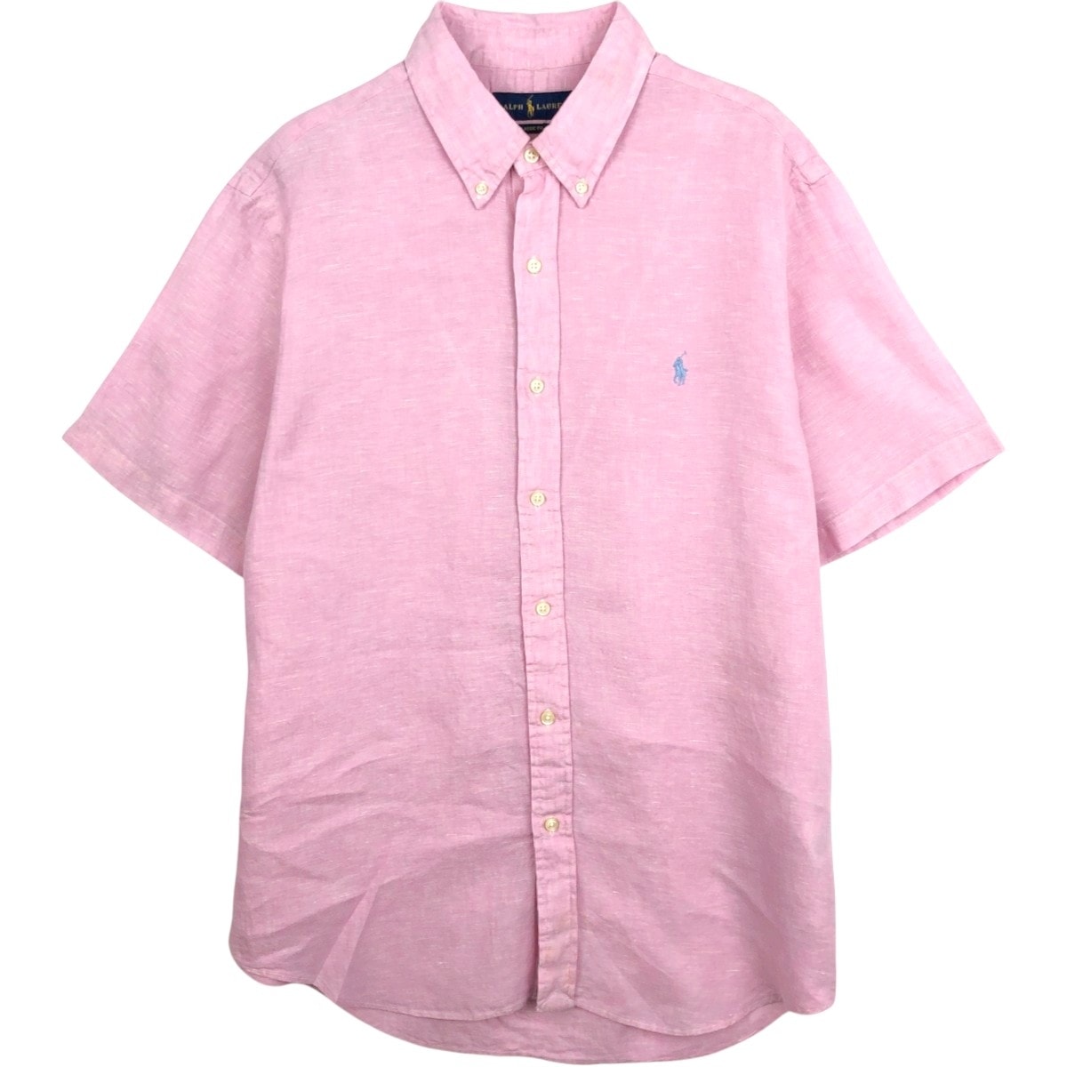 古着 ラルフローレン Ralph Lauren CLASSIC FIT クラシックフィット 半袖 リネン ボタンダウンシャツ メンズL相当/eaa668160