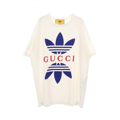 グッチ GUCCI GUCCI × adidas トレフォイル 半袖Tシャツ 衣料品 トップス コットン メンズ ホワイト系 548334 【中古】