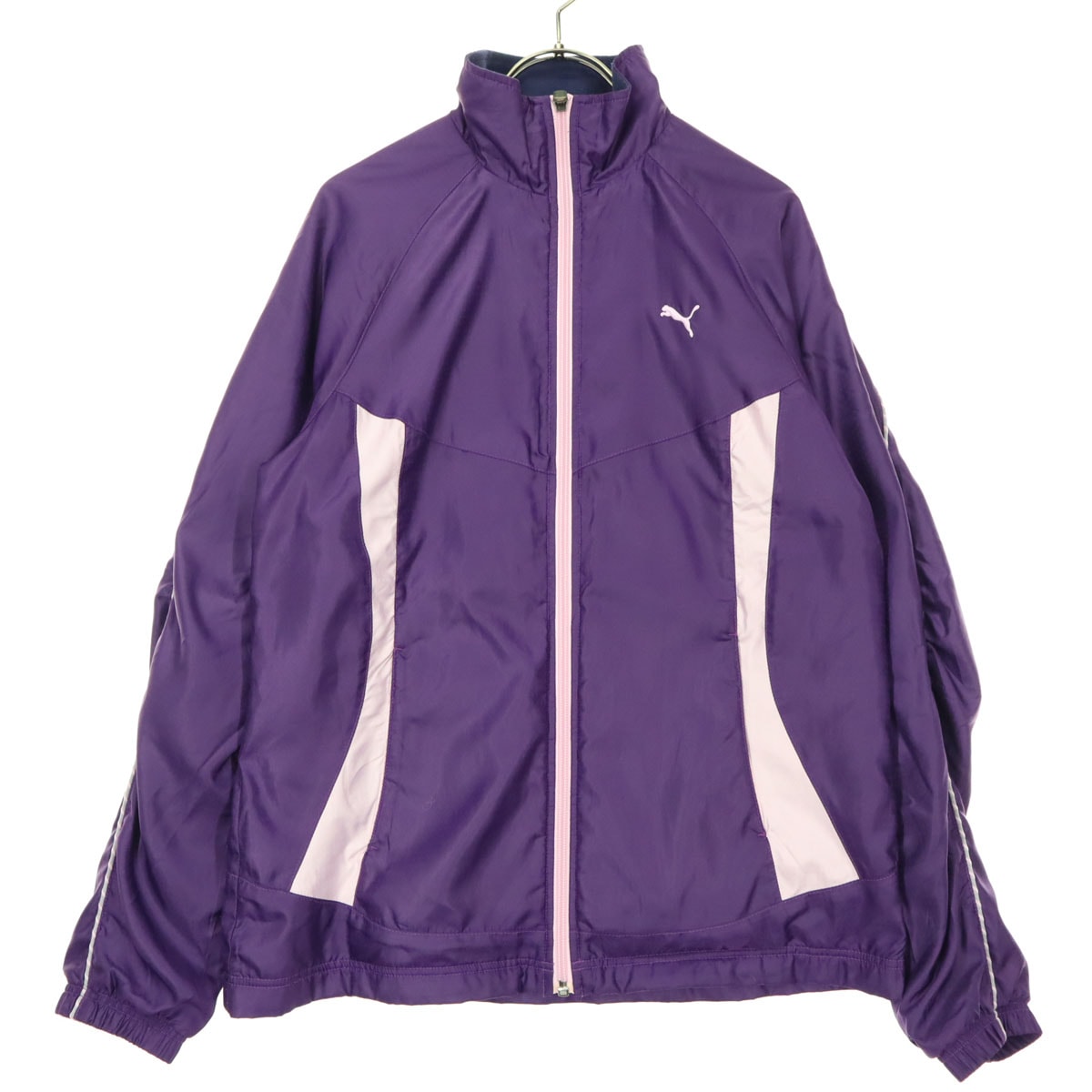 美品 PUMA プーマ ツートンカラー ワンポイントロゴ 長袖 ウインドブレーカー M パープル