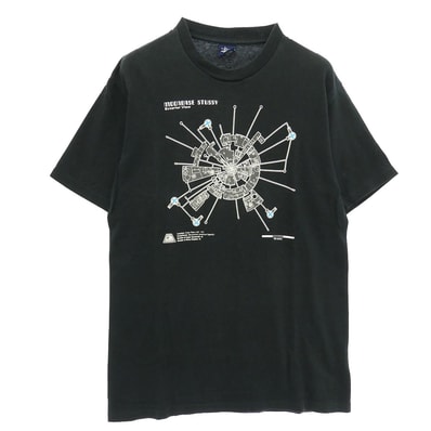 STUSSY ステューシー 90s 紺タグ OLD オールド moonbase tee グラフィック Tシャツ ブラック系 M【中古】