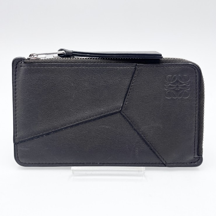 LOEWE(ロエベ)パズル ロング コインカードホルダー ショルダーストラップ付きコインケース フラグメントケース ダークブラウン レザー 【中古】