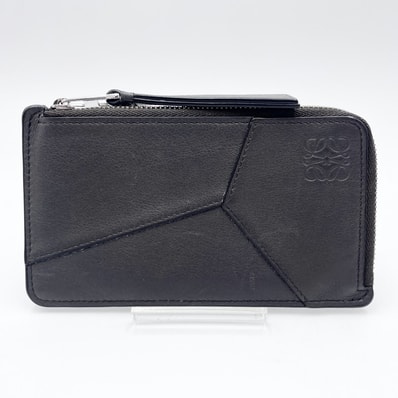 LOEWE(ロエベ)パズル ロング コインカードホルダー ショルダーストラップ付きコインケース フラグメントケース ダークブラウン レザー 【中古】