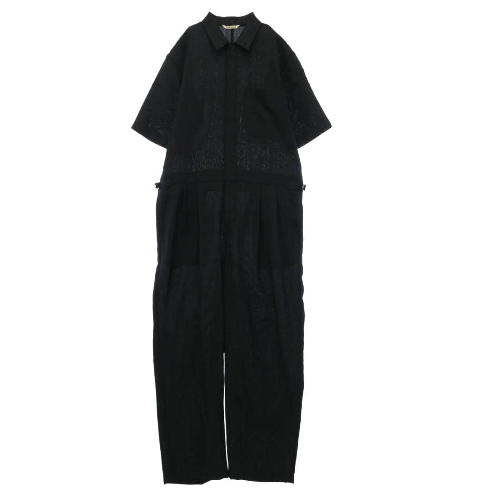 AURALEE オーラリー A20ST03CL WOOL CUPRA LINEN CLOTH JUMPSUIT ジャンプスーツ オールインワン ブラック系 4【中古】