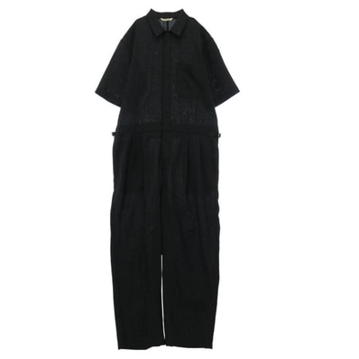 AURALEE オーラリー A20ST03CL WOOL CUPRA LINEN CLOTH JUMPSUIT ジャンプスーツ オールインワン ブラック系 4【中古】