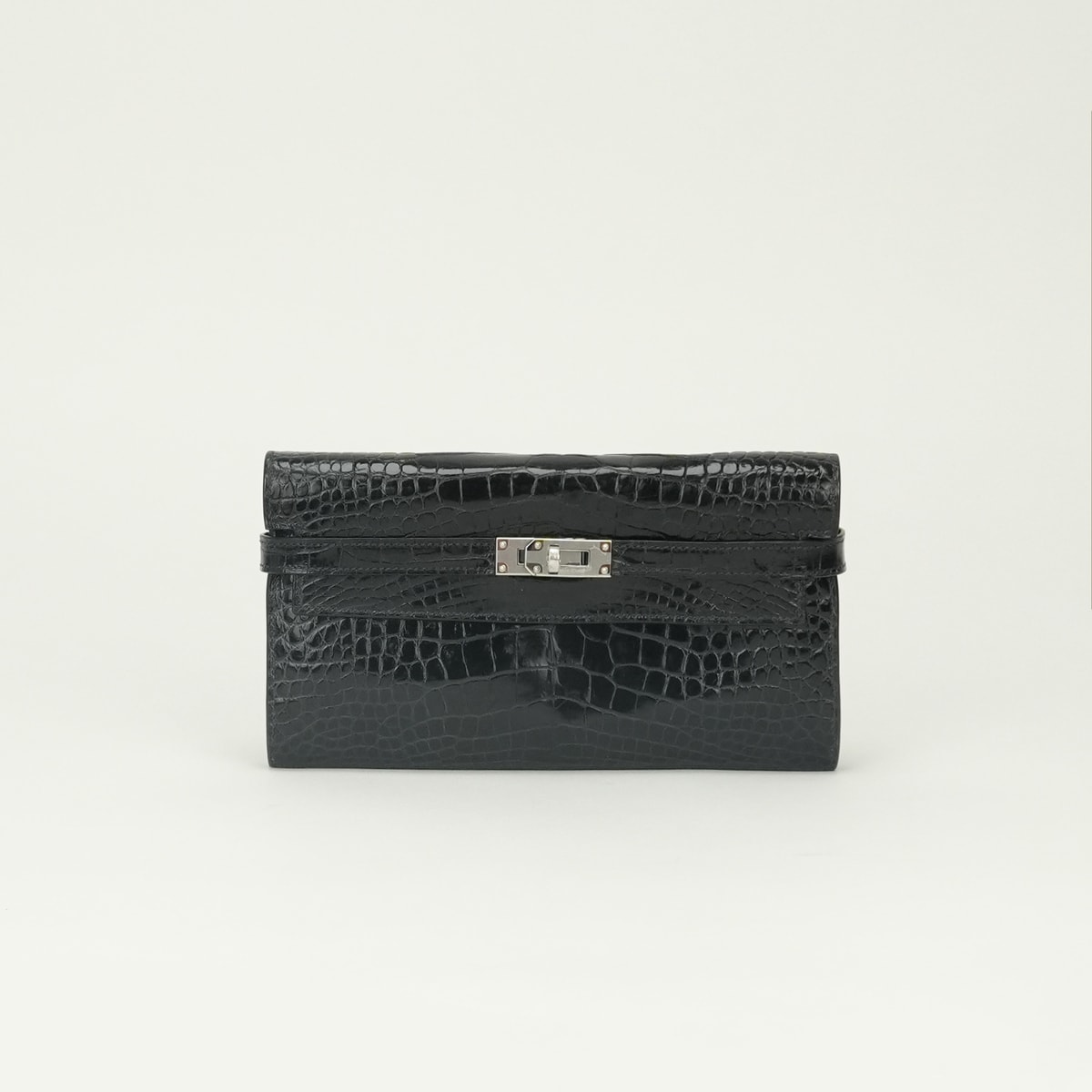 エルメス HERMES ケリーウォレット ケリーウォレットロング ケリー ウォレット 財布 長財布 ロングウォレット アリゲーター ブルーマリン Bleu Marine ネイビー Navy 紺 シルバー金具 エキゾチック
