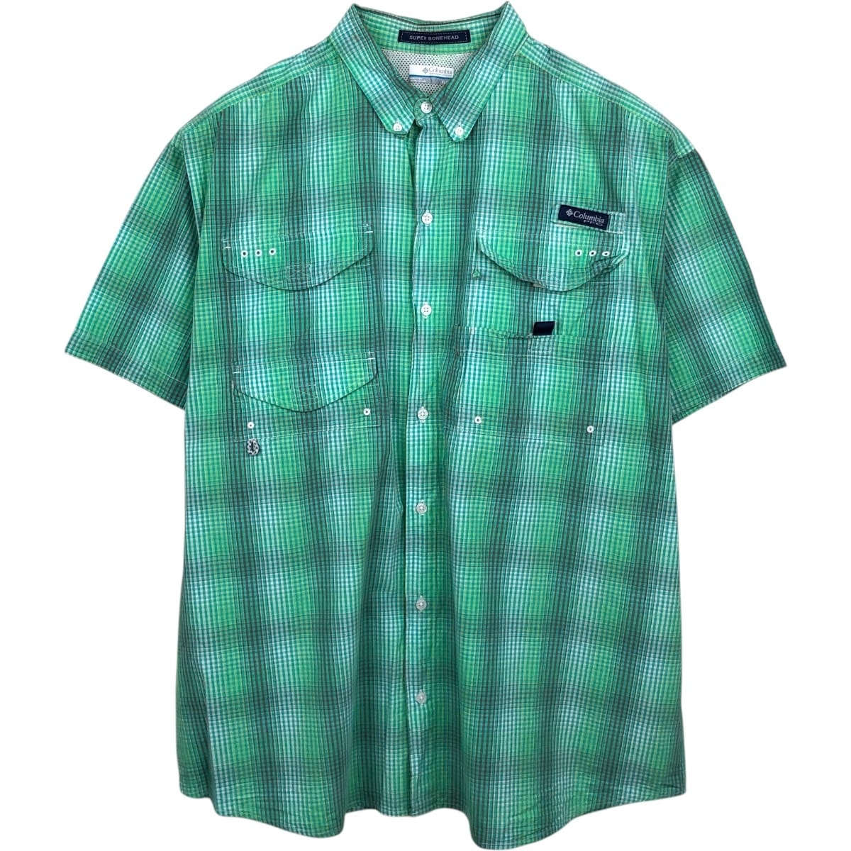 古着 コロンビア Columbia PFG SUPER BONEHEAD チェック柄 オンブレチェック ボタンダウン 半袖 フィッシングシャツ メンズXL相当/eaa658310