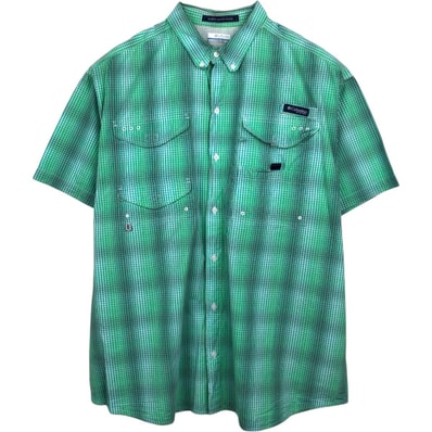 古着 コロンビア Columbia PFG SUPER BONEHEAD チェック柄 オンブレチェック ボタンダウン 半袖 フィッシングシャツ メンズXL相当/eaa658310