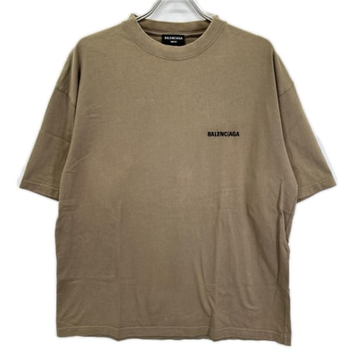 バレンシアガ 612966 21年製 ベージュ ロゴ Tシャツ M