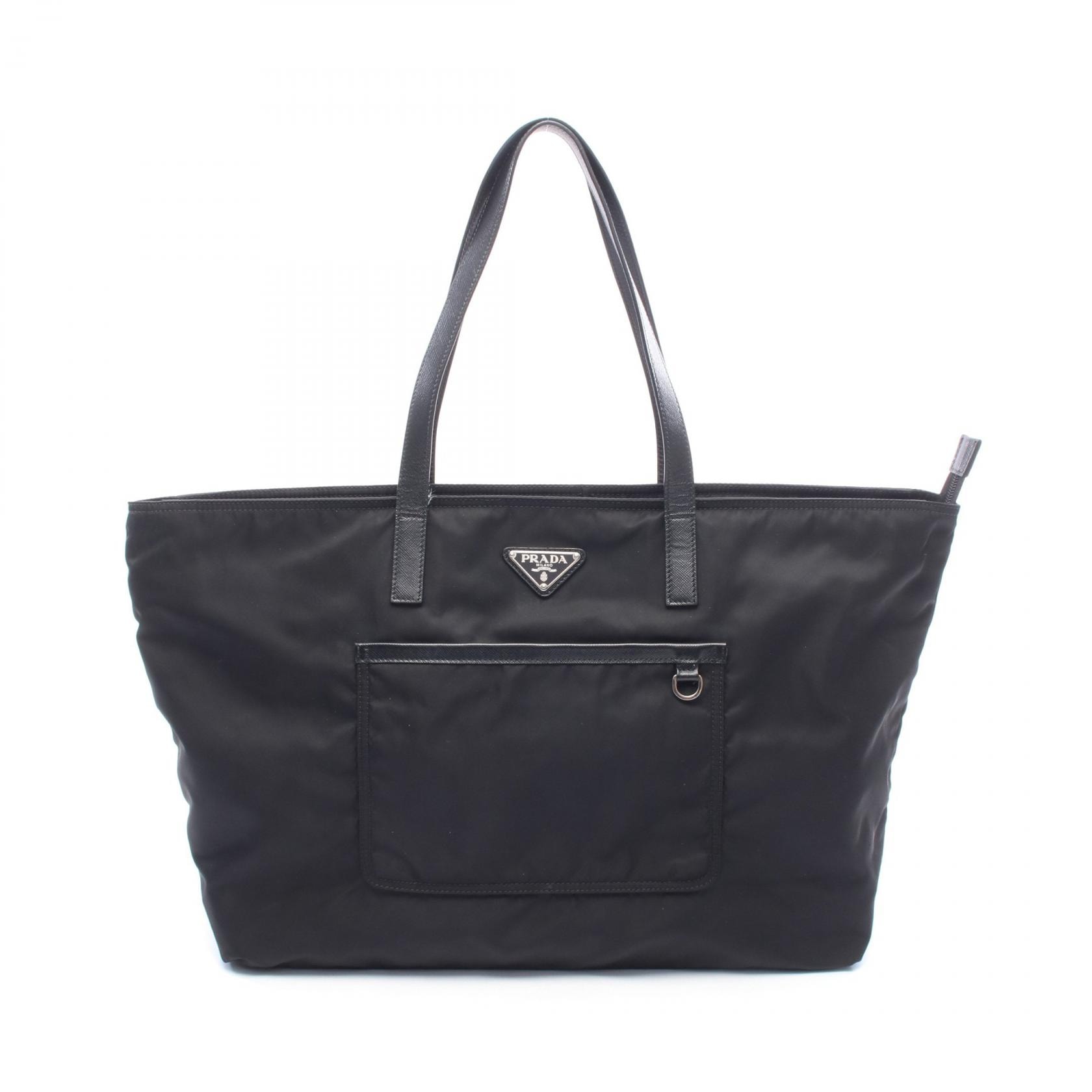 プラダ PRADA VELA トートバッグ バッグ ナイロン サフィアーノレザー レディース ブラック系 1BG052 【中古】