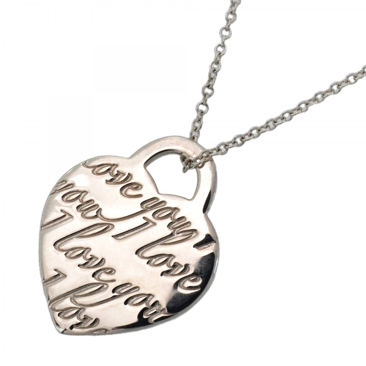 【6jcb0959-k】ティファニー ネックレス ノーツ/アイラブユー/ハートタグ シルバー925【中古】レディース