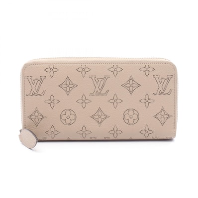 ルイ・ヴィトン LOUIS VUITTON ジッピーウォレット ラウンド長財布 財布 レザー マヒナ ガレ レディース ベージュ系 M69821 【中古】