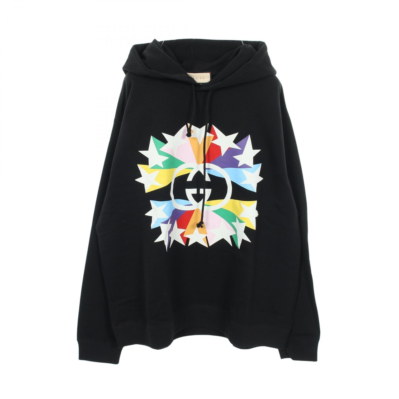 グッチ GUCCI インターロッキングG パーカー 衣料品 トップス コットン メンズ ブラック系 / マルチカラー 【中古】