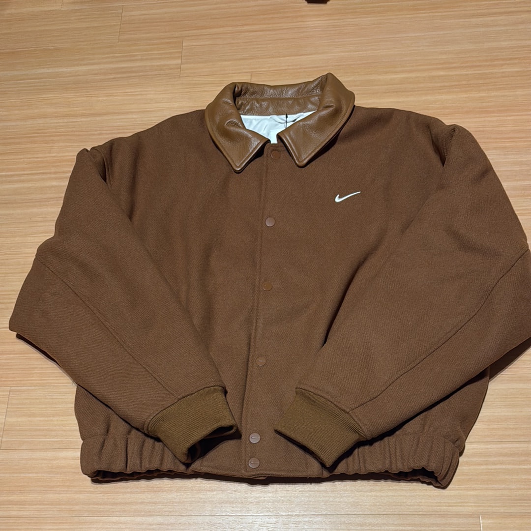 Nike Men's Solo Swoosh Wool Varsity Jacket - Light British Tan [FZ1169-281]