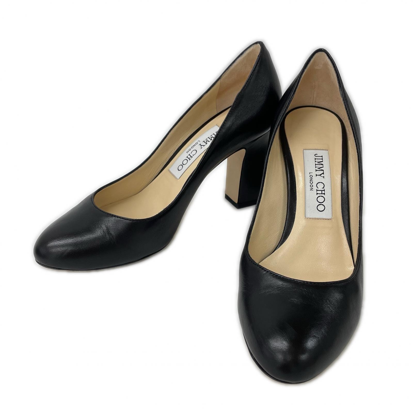 ジミーチュウ BILLIE85 レザー チャンキーヒール パンプス 35
