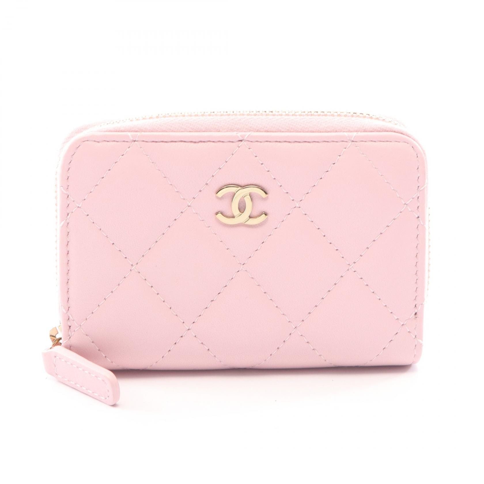 シャネル CHANEL クラシック ジップ コインパース マトラッセ コインケース 財布 レザー レディース ピンク系 AP0216 【中古】