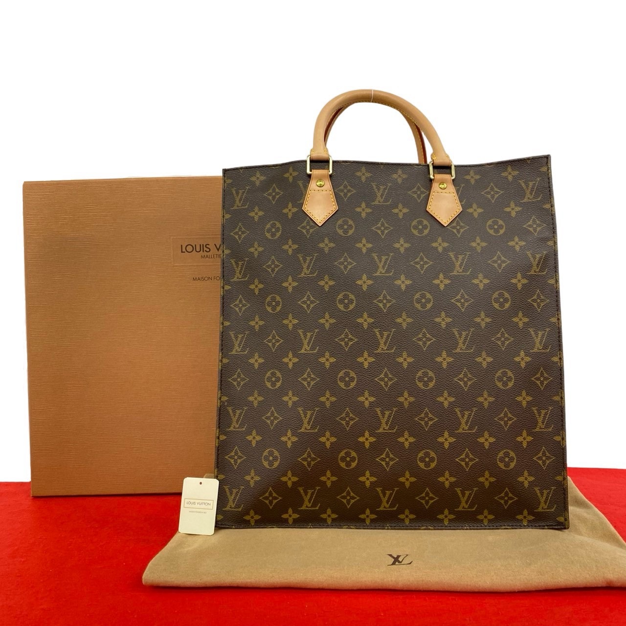 LOUIS VUITTON ルイヴィトン サックプラ モノグラム レザー PVC ハンドバッグ ブラウン
04714