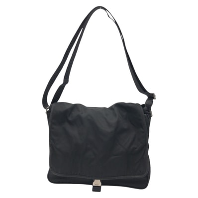 PRADA プラダ テスート 三角ロゴ ブラック 黒 ナイロン ショルダーバッグ メッセンジャーバッグ 男女兼用 506626 【中古】