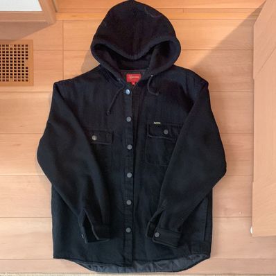 Supreme Fleece Hooded Denim Shirt "Black"