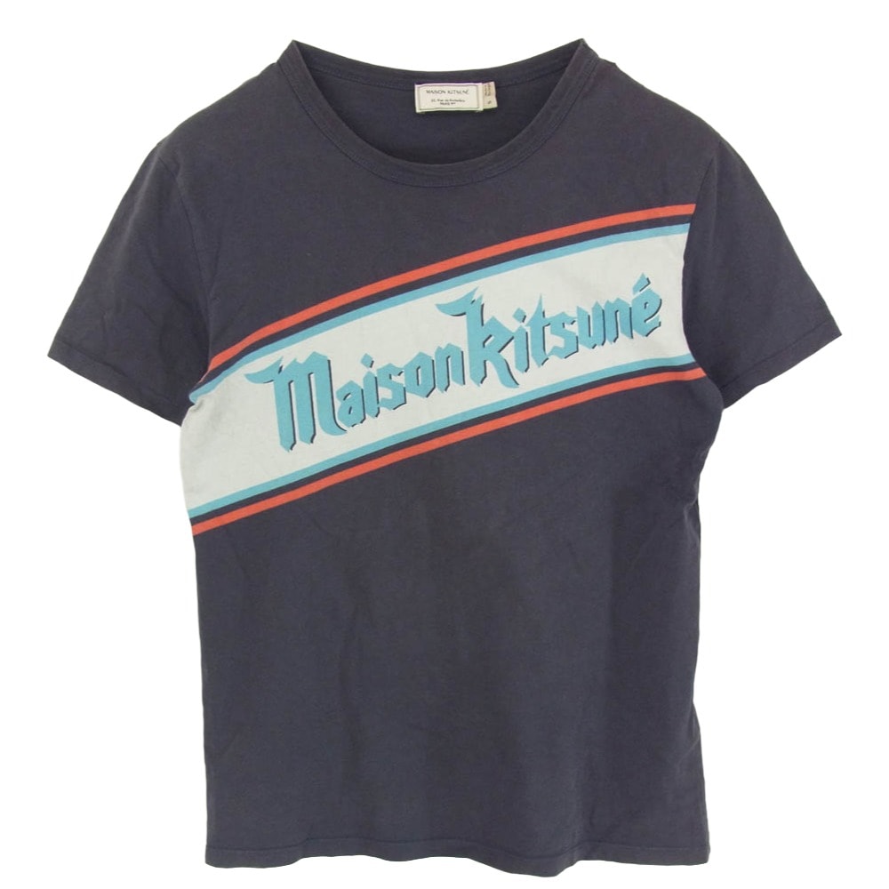 MAISON KITSUNE メゾンキツネ Tシャツ SS16M729 ロゴプリント 半袖 Tシャツ グレー系 S【中古】