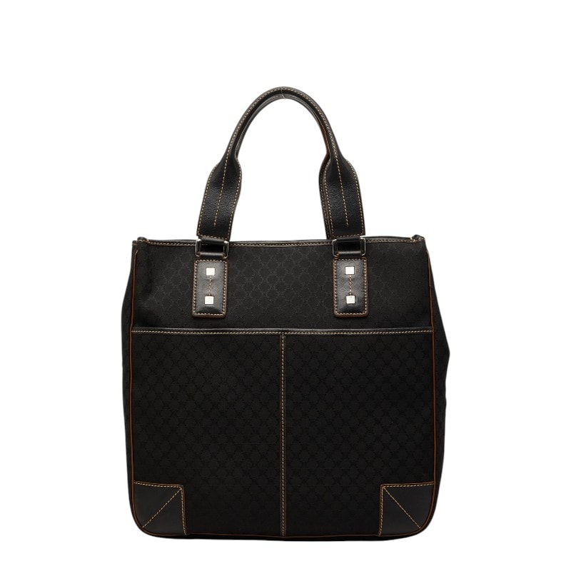 セリーヌ マカダム ハンドバッグ ブラック キャンバス レザー レディース CELINE 【中古】