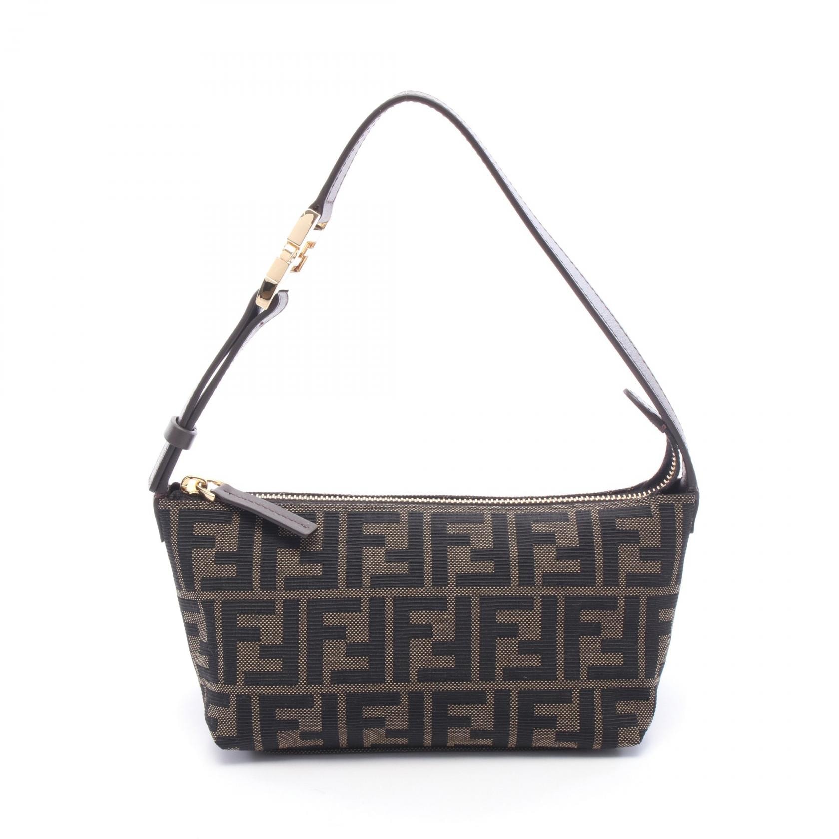 フェンディ FENDI ヴァニティ ポーチ スモール ズッカ ハンドバッグ バッグ キャンバス レザー レディース ブラウン系 / ブラック系 8BS124B17AF14YN 【新品】