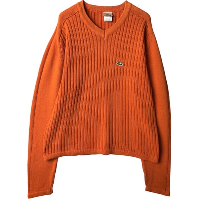 古着 ラコステ LACOSTE フランス企画 リブ編み Vネック ニットセーター 5 メンズL相当/eaa434323