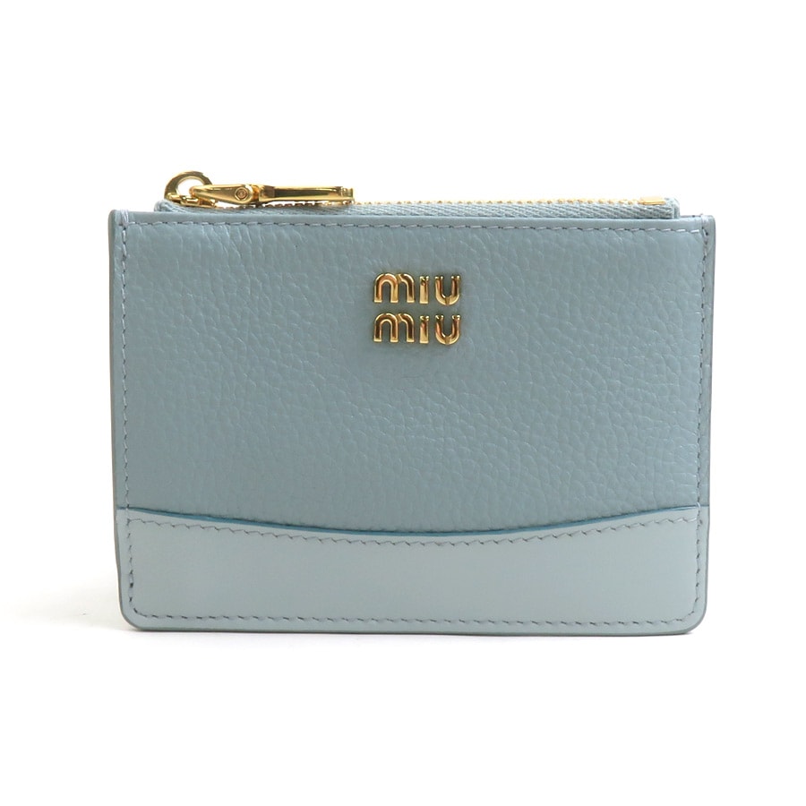 ミュウミュウ MIUMIU コインケース レザー ライトブルー レディース【中古】 h32667j