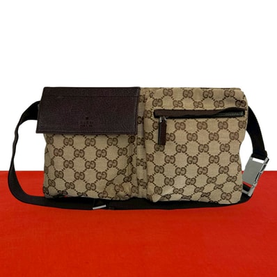 GUCCI グッチ GG 柄 キャンバス レザー ボディバッグ ブラウン
55553