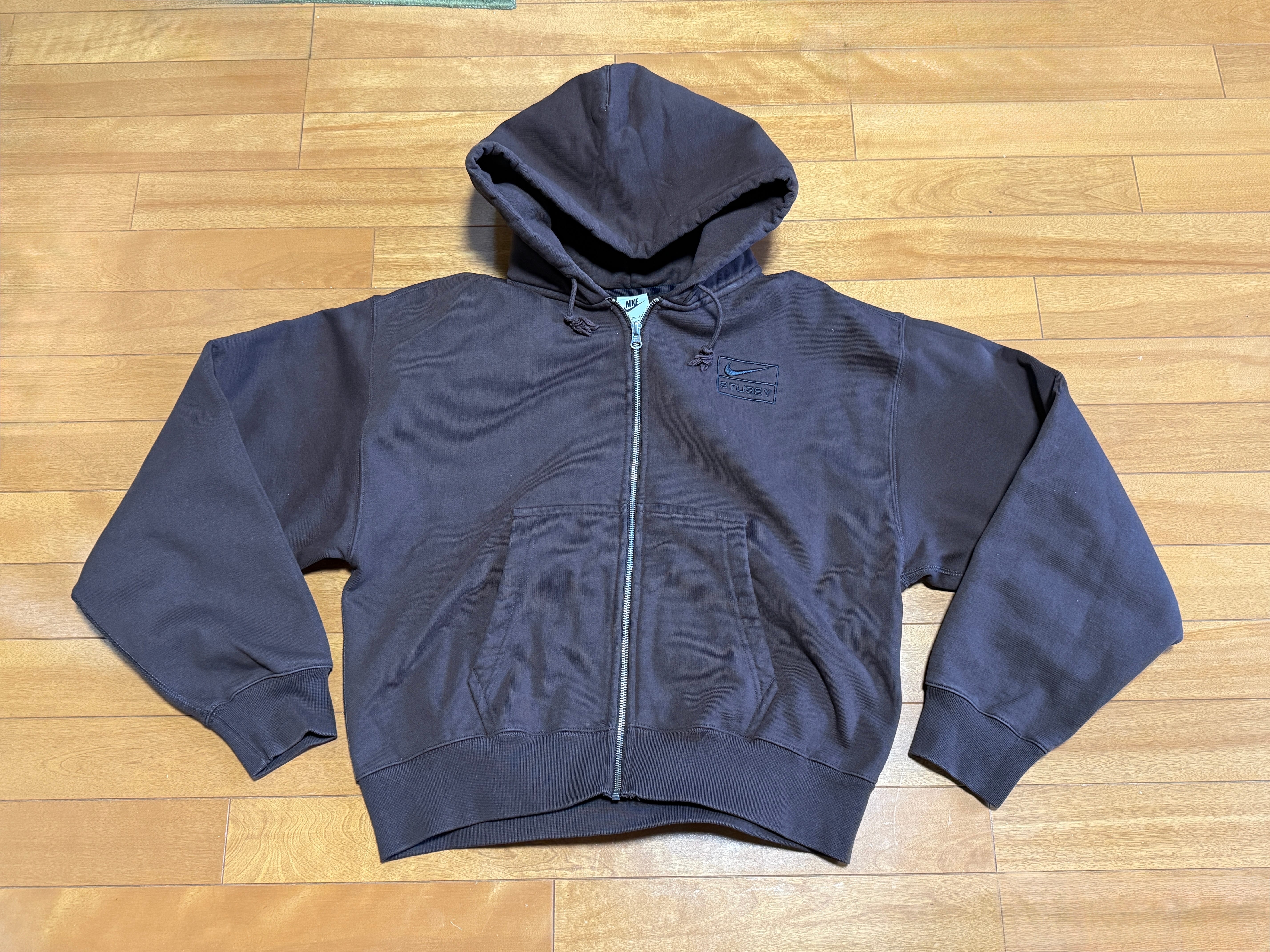 Stussy x Nike Stone Washed Fleece Zip Hoodie "Dark Cinder" (US Size) FJ9175-261