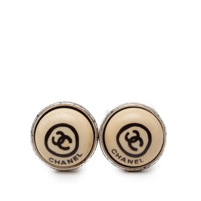 シャネル ココマーク ラウンド ピアス 00T シルバー ベージュ メタル レディース CHANEL 【中古】