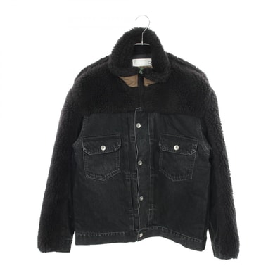 サカイ Sacai Faux Shearling Denim Blouson ボア 切替 ブルゾン 衣料品 アウター ウール メンズ ブラック系 23-03221M 【中古】