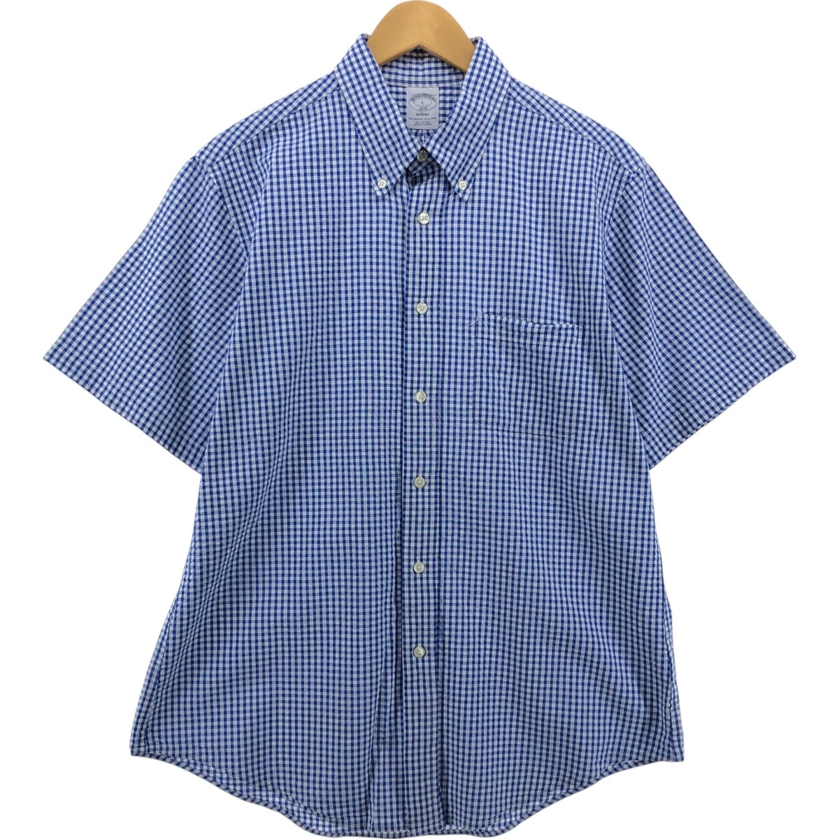 古着 ブルックスブラザーズ Brooks Brothers 1818 REGENT ギンガムチェック シアサッカー 半袖 ボタンダウン チェックシャツ メンズL相当/eaa553888