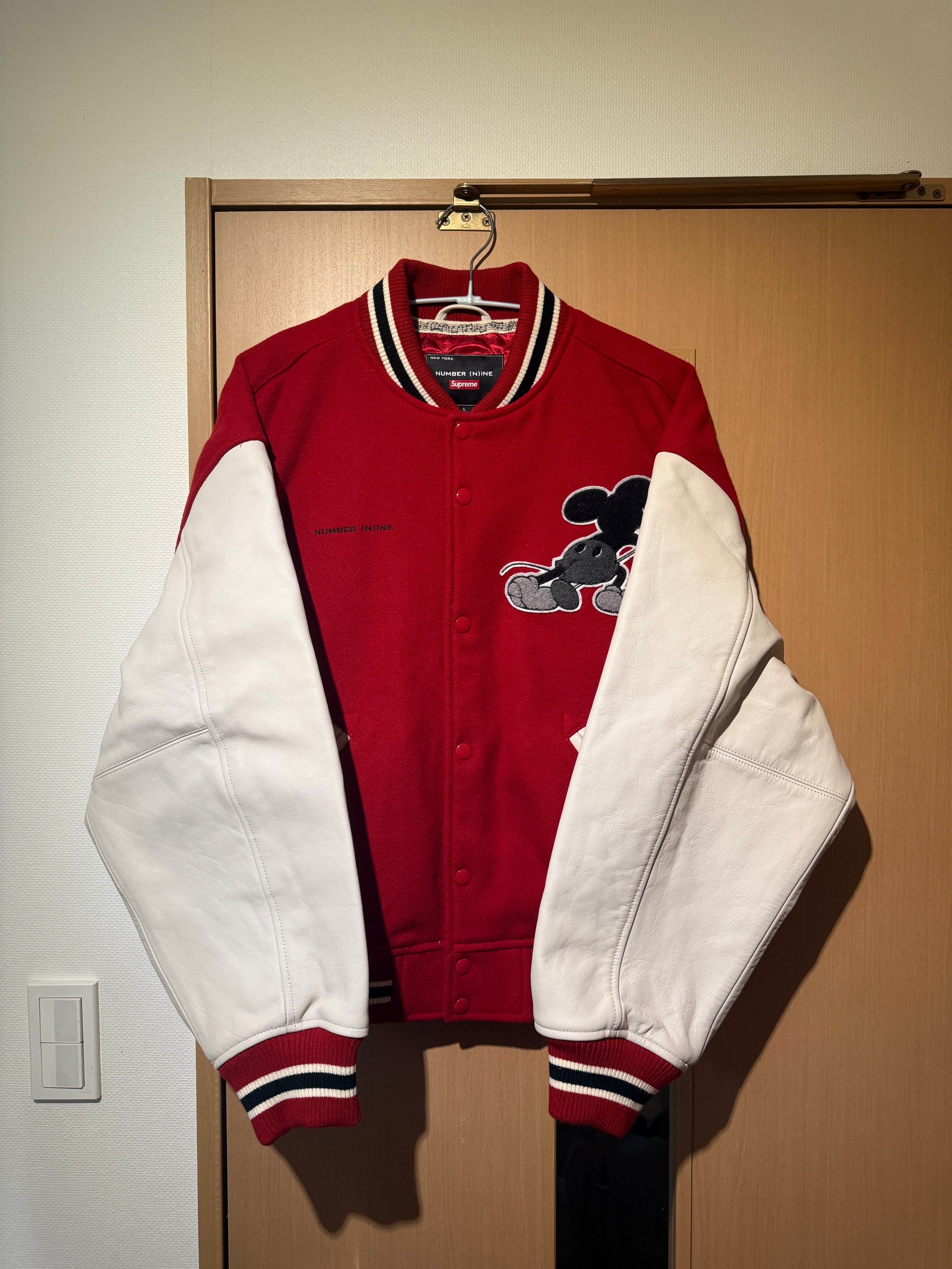 Supreme x Number (N)ine x Mickey Mouse Varsity Jacket "Red"