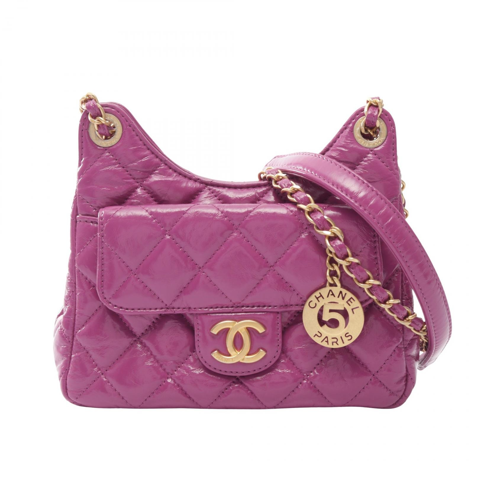 シャネル CHANEL マトラッセ スモールホーボーバック ショルダーバッグ バッグ レザー レディース パープル系 AS4323 【中古】