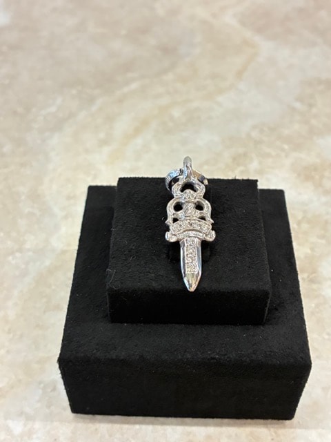 Chrome Hearts 18K #5 Dagger Charm Pave Diamond Charm "White Gold"