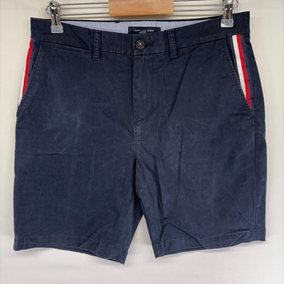 古着 トミーヒルフィガー TOMMY HILFIGER パンツ ハーフパンツ ワンポイントロゴ ショーツ ジッパーフライ w31 ネイビー系 メンズ