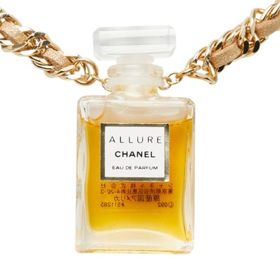 シャネル アリュール ALLURE パフュームボトル チェーン ネックレス ゴールド メッキ レザー レディース CHANEL 【中古】