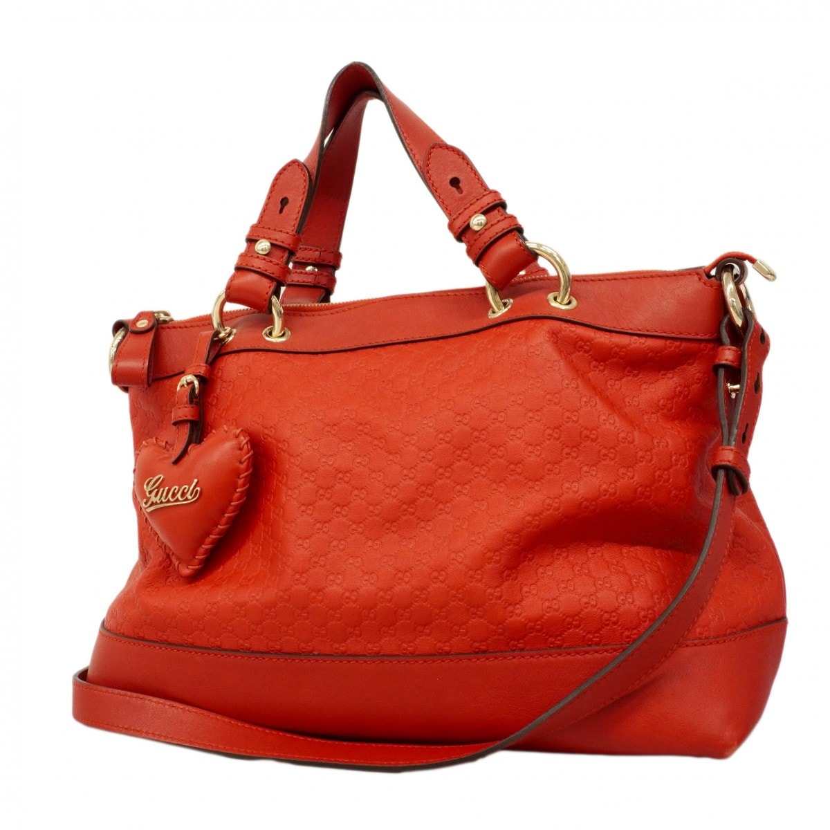 【6ce6441-k】グッチ ハンドバッグ マイクログッチシマ 309122 レザー レッド シャンパンゴールド金具 2wayバッグ【中古】レディース