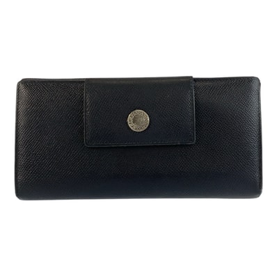 美品 BVLGARI ブルガリ クラシコ ブラック 黒 シルバー金具 レザー 長財布 ロングウォレット 602579 【中古】