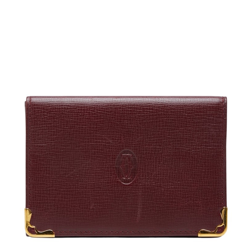 カルティエ マストライン パスケース カードケース ボルドー ゴールド レザー レディース CARTIER 中古