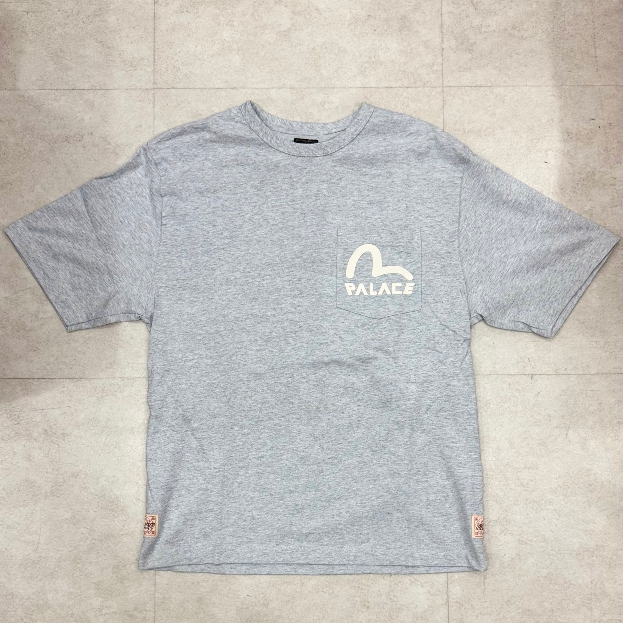 PALACE x EVISU Heavy Wash T Shirt "Grey Marl"