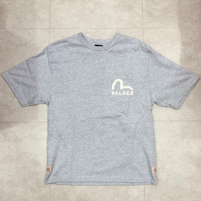 PALACE x EVISU Heavy Wash T Shirt "Grey Marl"