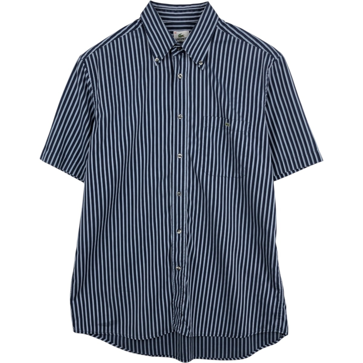 古着 ラコステ LACOSTE 半袖 ボタンダウン ストライプシャツ メンズL相当/eaa625529