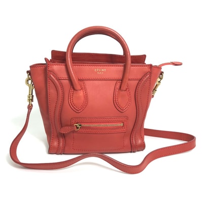 セリーヌ CELINE ラゲージ 168243 ナノショッパー カバン 斜め掛け ショルダーバッグ ハンドバッグ レザー リップスティック レッド レッド